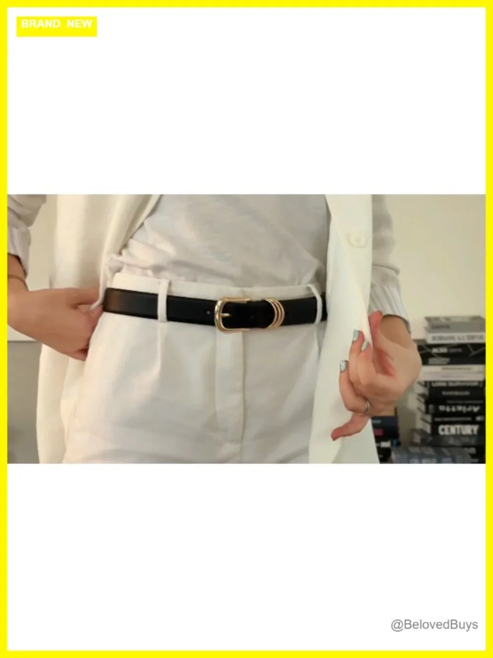 Women's Faux Leather Belt with Metal Silver Buckle Fashion Waist Belt